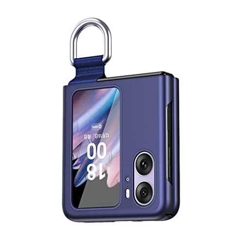 Image of SEAHAI Case for OPPO Find N2 Flip, Ultra Thin Premium PC Matte Finish Anti-Scratch Cover, Silky Touch Feeling Phone Case with Ribbon and 360 Degree Ring - Blue