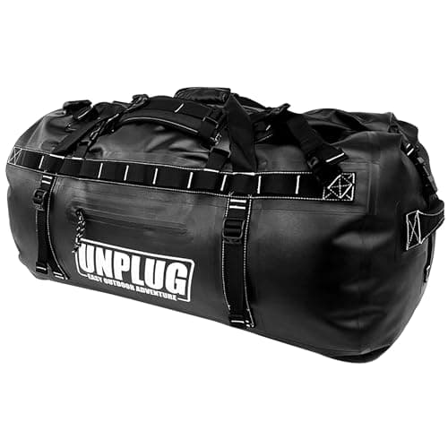 Image of Unplug Ultimate Adventure Bag | 1680D Heavy Duty Waterproof Bag | Large Travel Duffle Bag which can be Used for Camping, Motorcycling, Boating, or Hunting | 65L Blackops