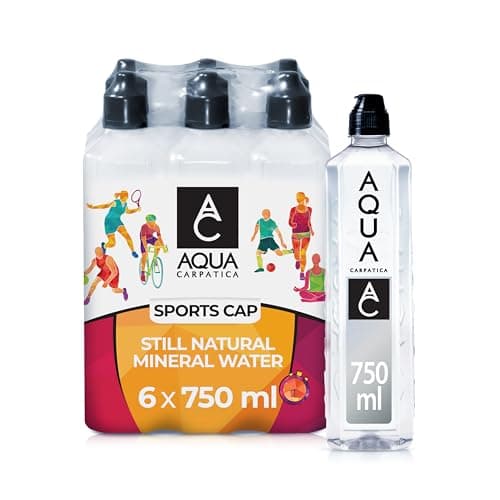 Image of AQUA Carpatica Sports Cap 750ml x 6 - Pure Natural Still Mineral Water for Active Hydration, Virtually Nitrate-Free, Low Sodium, Naturally Alkaline, Enhanced Natural Electrolytes for Peak Performance