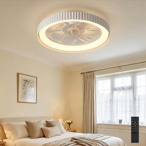 Image of LEONTYNE 20 Inch Ceiling Fan with Light, APP & Remote Control, Dimmable Color Changing LED (3000K-6500K), 6-Speed Ultra-Quiet Reversible DC Motor,Modern Fan Light for Bedroom, Living Room, Kitchen