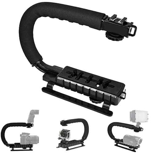 Image of U-Grip Pro Handheld Camera Stabiliser Handle Grip with Cold Shoe Mount U-Shaped Stabilising Rig for DSLR Camcorder & Action Camera Filming 1/4”-20 Universal Tripod Screw Lightweight Anti-Shake Support