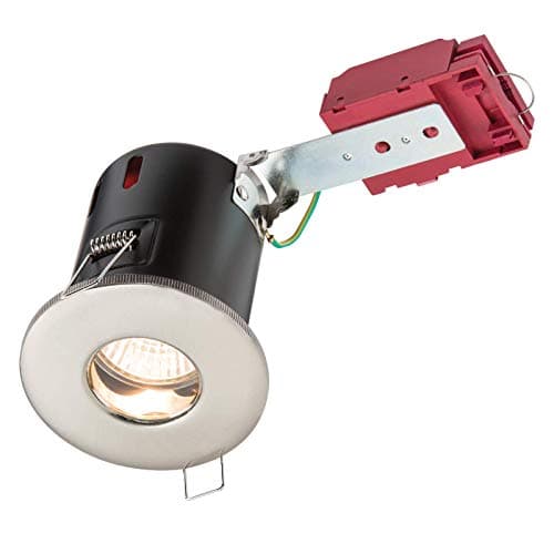 Image of Knightsbridge VFRSHGICCBR IP65 IC Fire Rated Shower Light, Metal, Brushed Chrome, GU10, 230 V
