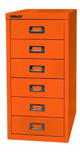 Image of BISLEY MultiDrawer 29 Series A4 6 Drawer Metal 603 Orange 38 x 27.9 x 59 cm