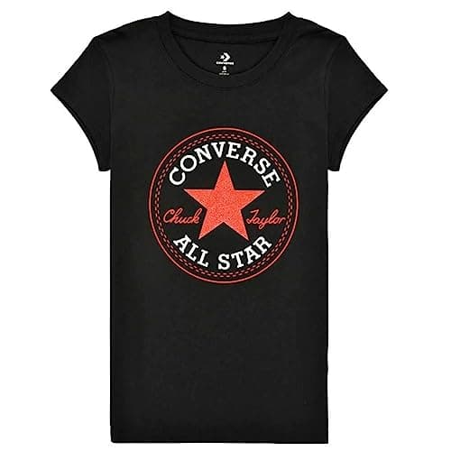 Image of CONVERSE Baby Timeless Chuck Patch G Kids Short Sleeve T-Shirt 100% Cotton, Black/White, 10 Years