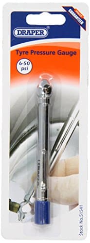 Image of Draper Tyre Pressure Gauge with Flexible Hose | Handheld Dual Reading Gauge | Car Tyre Pressure Gauge | 51541, Blue