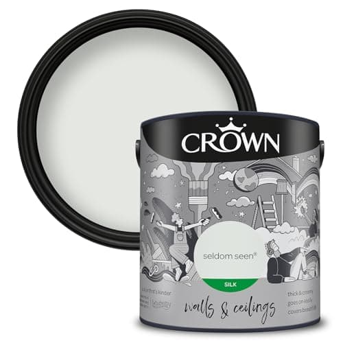 Image of CROWN Seldom Seen - Silk Emulsion Paint - Washable - Traditional Off White Paint for Walls & Ceilings - Kitchen & Bathroom Paint - 2.5L