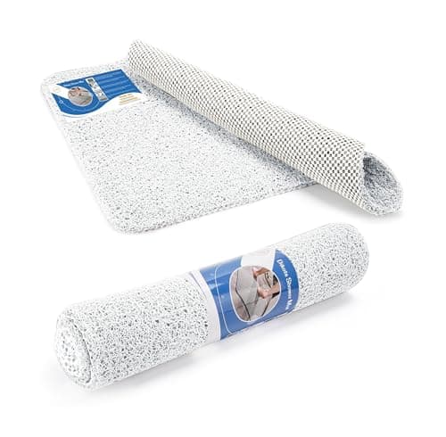 Image of Dikots Soft Shower Mat non slip anti mould 60 x 40 cm - White Loofah style PVC mat for inside shower - Washable and Quick Drying anti slip shower Mat suitable for all Wet Surfaces