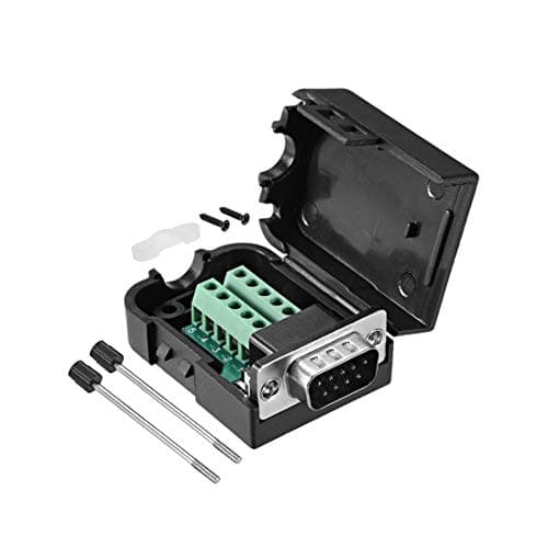 Image of sourcing map D-sub DB9 Breakout Board Connector with Case 9 Pin 2 Row Male RS232 Serial Port Solderless Terminal Block Adapter with Thumb Screws