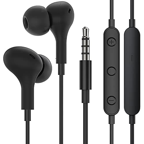 Image of Earbuds Earphones Wired Headphones in Ear Noise Isolating 3.5mm Wired Earbuds with Microphone Volume Control Compatible with Samsung Galaxy iPhone Moto Android Phones Laptop MP3 MP4 Computer (Black)