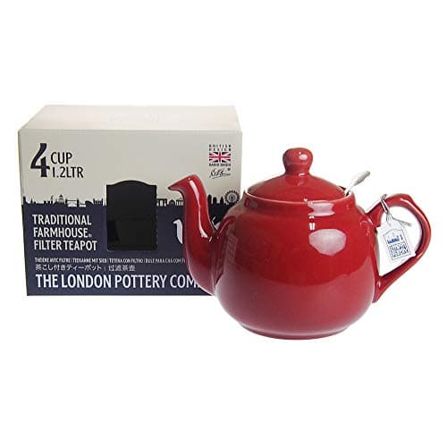 Image of London Pottery 73260 Farmhouse Loose Leaf Teapot with Infuser, Ceramic, Red, 4 Cup (1.2 Litre)