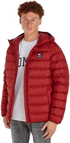 Image of Tommy Jeans Men Tjm Hooded Lt Down Jacket Ext Down Jackets, XL, Red