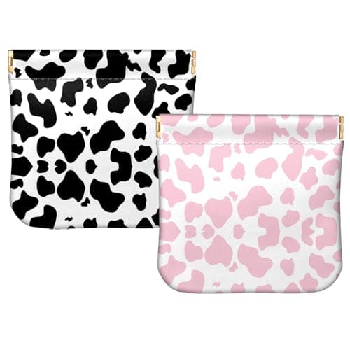 Image of BHAHB 2 PCS Small Squeeze Coin Purse Pouch Soft PU Leather Mini Wallet Change Bag Cute Aesthetic for Women Girls Men (I3-Cow Leopard)