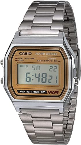 Image of Casio Men's A158WEA-9CF Casual Classic Digital Bracelet Watch, Silver, Silver, Dress