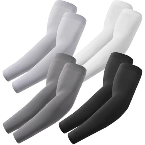 Image of fuinloth Arm Sleeves Compression UV Protection Gaming Sleeve to Cover Arms Cricket Running for Men/Women Black+Dark Grey+Light Grey+White