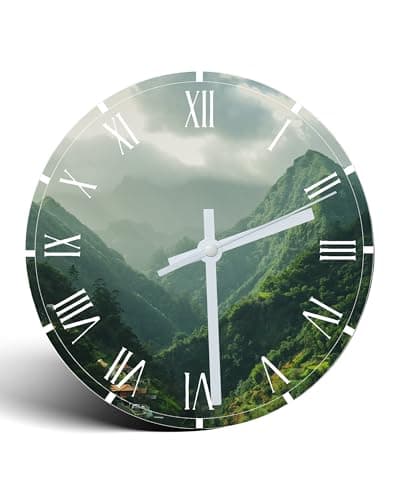 Image of TheDogTagCo Personalised Roman Numeral Glass Clock Custom Photo Gift 20cm Tempered Glass Unique Home Decor Birthday Wedding Anniversary Keepsake