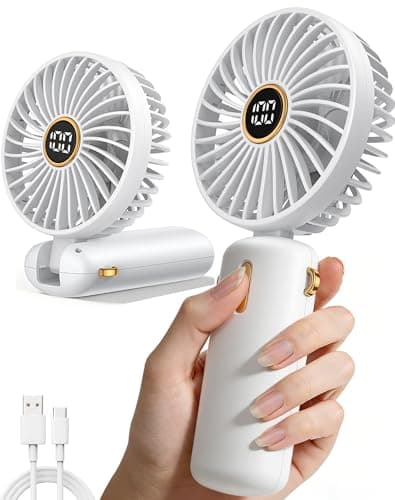 Image of Handheld-Fan-Portable-Hand-Held-Fans-Rechargeable-Mini Battery Powered Travel USB Charging Small Electric Folding Foldable Powerful Personal Pocket Cooling Desk Holiday Quiet Silent for Women Handbag