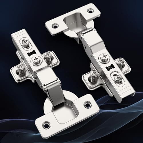 Image of Furniware Pack of 4 Soft Close Kitchen Cabinet Hinges - Half Overlay 3D Adjustable Nickel Concealed Door Hinges With Clip ON Plate - European Style