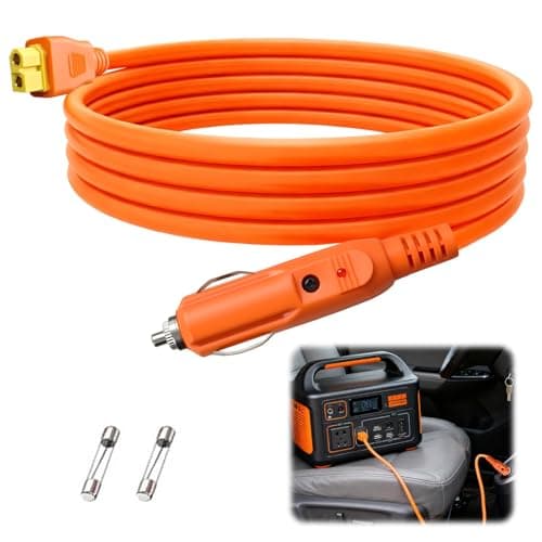 Image of 12V-24V XT60 Car Charger Cigarette Lighter Charging Cable with 2 pcs 15A Fuse 2M(6.6ft) for BLUETTI Portable Power Station EB55/AC2A, Anker 757/767, SOLIX C300/C1000, EcoFlow Delta 2 Solar Generator