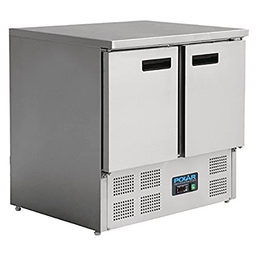 Image of Polar G-Series Double Door Counter Fridge with Granite Work Top 240Ltr - Self-Closing Doors, Temperature Control, Fan Cooling CL108