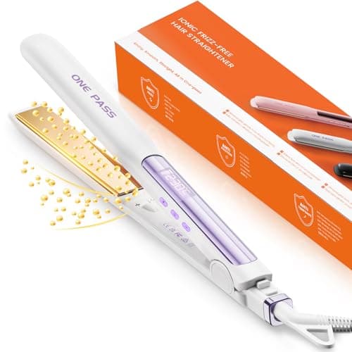 Image of Faszin 2 in 1 Hair Straighteners, Fast Heating Titanium Flat Iron with Negative Ions, 3D Floating Plates for Smooth Styling, 11 Adjustable Temps, Dual Voltage (White)