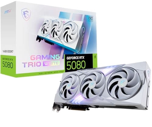 Image of MSI Gaming RTX 5080 16G Gaming Trio OC White Graphics Card (16GB GDDR7, 256-bit, Extreme Clock TBD MHz, DisplayPort x 3 2.1a, HDMI 2.1b, NVIDIA Blackwell Architecture)