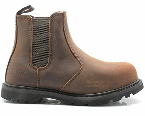 Image of MAXSTEEL MENS SLIP ON CHELSEA DEALER SAFETY BOOTS WORK GOODYEAR WELTED BOOTS SHOES STEEL TOE CAP SIZE (BROWN, uk_footwear_size_system, adult, men, numeric, medium, numeric_7)