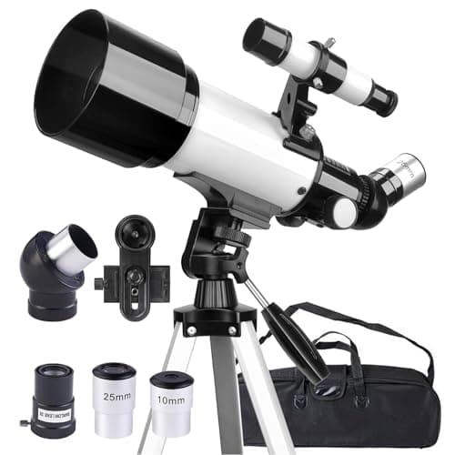 Image of Misilmp Telescope for Adults Astronomy, Astronomical Telescopes 70mm Aperture 400mm Portable Refractor Telescope Outdoor Telescopes with Tripod, Phone Adapter & Carry Bag for Kids/Beginners (White)