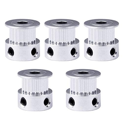 Image of Saipor GT2 20 Teeth 5mm Bore Timing Pulley Aluminum Synchronous Wheel for 6mm Belt, Compatible with RepRap 3D Printer Prusa i3 (5pcs)