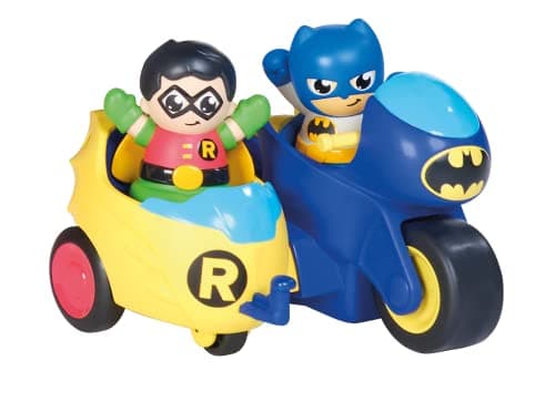Image of Toomies DC Comics Batman E73260 2 in 1 Batcycle Motorcycle and Sidecar Combination – Attach Side End – Flywheel Drive Push Along – from 12 Months, Black