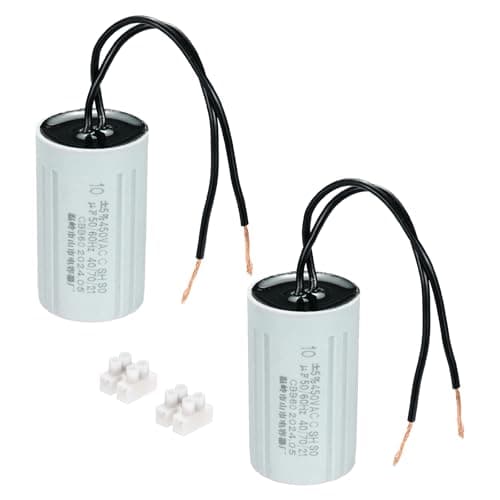 Image of PATIKIL CBB60 10uF Running Capacitors, AC 450V 2 Wires 50/60Hz Cylinder 60x35mm for Water Pumps, Washing Machines Motor Start,2Set