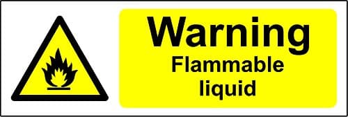 Image of Warning flammable liquid Safety sign - Self adhesive sticker 150mm x 50mm