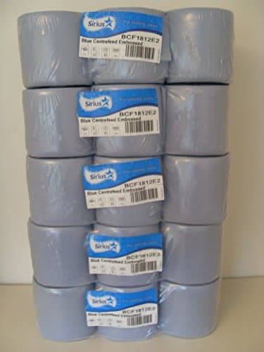 Image of 30 Eco Centrefeed Rolls 2ply Blue Embossed 400 sheets per roll 5 X 6 PACKS