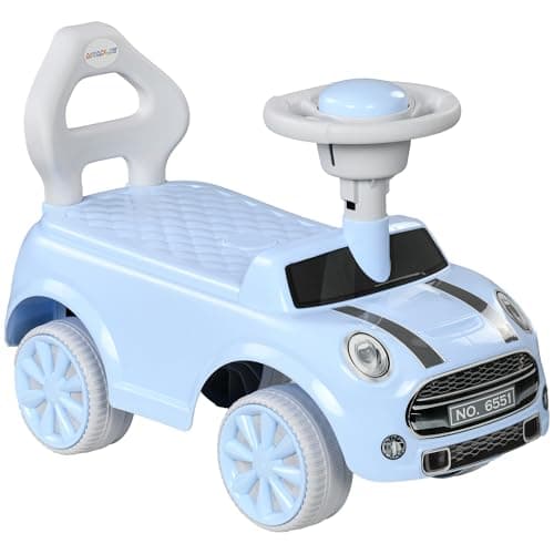 Image of AIYAPLAY Ride On Car Foot To Floor Sliding Car Push Along Car with Air Horn, Anti-Over-Backwards Design, for Toddler from 18 to 36 Months - Light Blue