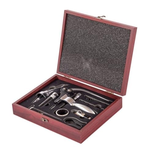 Image of Oypla 9pc Wine Opener Accessory Gift Set with Rabbit Corkscrew, Bottle Pourers, Stopper, Thermometer, Drip Ring, Foil Cutter