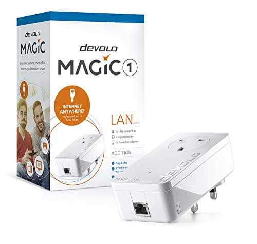 Image of devolo 8289 Magic 1-1200 LAN Add-on Powerline Adapter,Stable Home Working, High Performance(Up to 1200 Mbps for Your Home Network, Internet from Any Wall Socket,Plug and Play, Easy Config),White