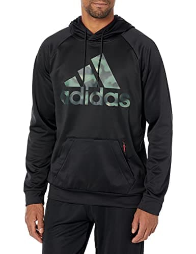 Image of adidas mens Game and Go Hoodie Hooded Sweatshirt, Black/Black/Camo, Medium US