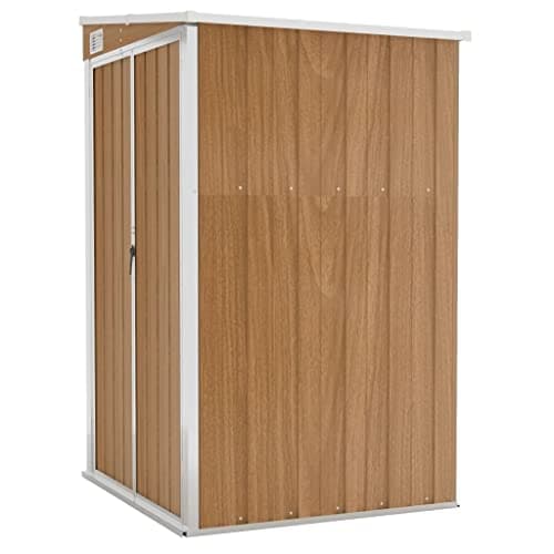 Image of vidaXL Wall-mounted Galvanised Steel Garden Shed in Brown - Versatile Storage Solution for Tools and Garden Furniture - Weatherproof and Durable