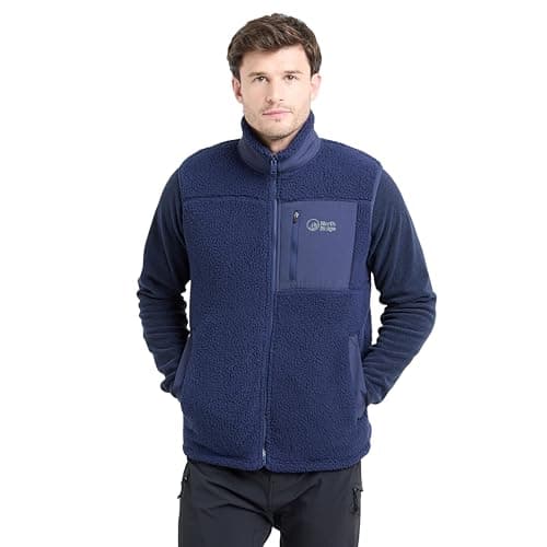 Image of NORTH RIDGE Men's Swift Fleece Gilet, Borg Polyester, Full Zip, Multiple Pockets, for Outdoor Walking (UK, Alpha, XL, Regular, Regular, Navy)