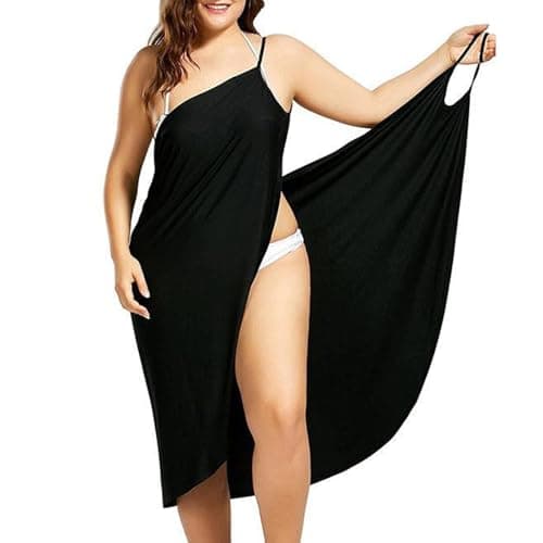 Image of EDLMKM Sarong Spaghetti Strap Swimwear Wrap, Short Bikini Cover Up, Large Size Bikini Wrap Spaghetti Strap Beach Swimwear Dress, Holiday Long Beach Dresses Towel, Womens Sarong Swim Cover Up
