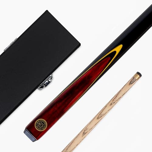 Image of Funky Chalk BCE Red Birds Eye 57 Inch 2 Piece Centre Joint Snooker Pool Cue and Case Set 9.5mm Tip with Black Hard Case