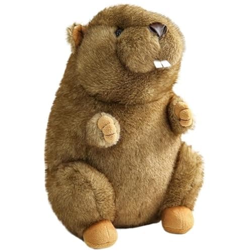 Image of KUKUShining Groundhog Plush Toy, Realistic Stuffed Animal Doll Soft Cute Plushie for Birthday Kids Home Decoration(Dark brown,25cm/9.8in)
