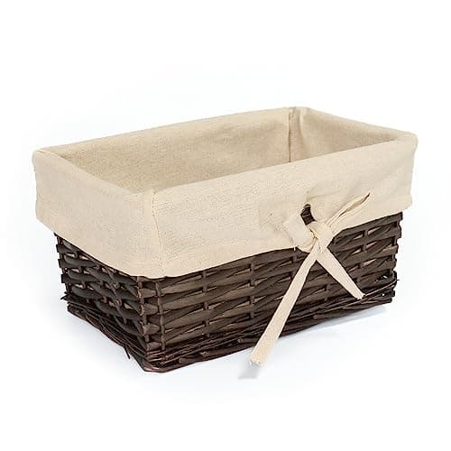 Image of Arthur Cameron - Hand-Crafted Wicker Hamper Basket with Removable Lining - This Empty Hamper Box is Perfect for Storage use as an Organiser Tray or a Small Gift Basket (Dark Coffee)