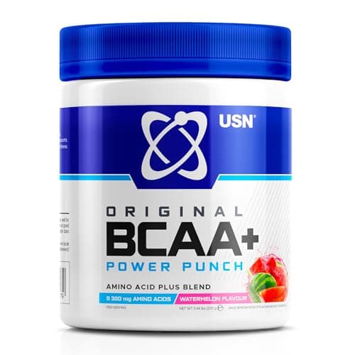 Image of USN Power Punch BCAA Amino Acids Powder, Watermelon Flavour - 200g, Vegan BCAA Powder, Vitamin B6 & No Sugar, Pre Workout or Intra Workout Energy Drink Mix & Dietary Supplement to Maximise Performance