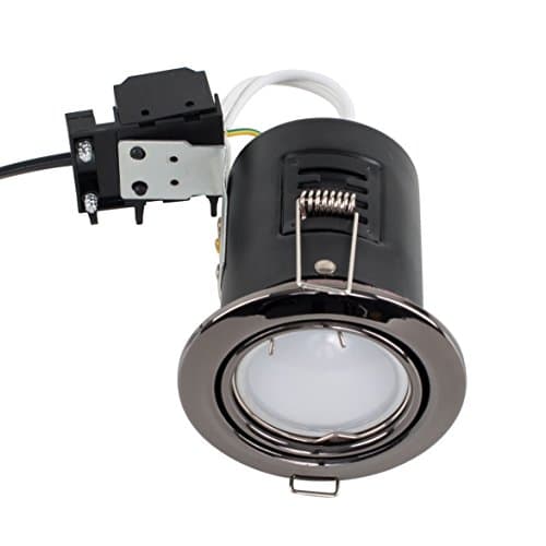 Image of MiniSun | Fire Rated Black Chrome Tiltable GU10 Recessed Ceiling Downlights | LED Bulbs, Home Décor & Improvement Essential | Includes Bulb [3000K Warm White] | Mains Wired