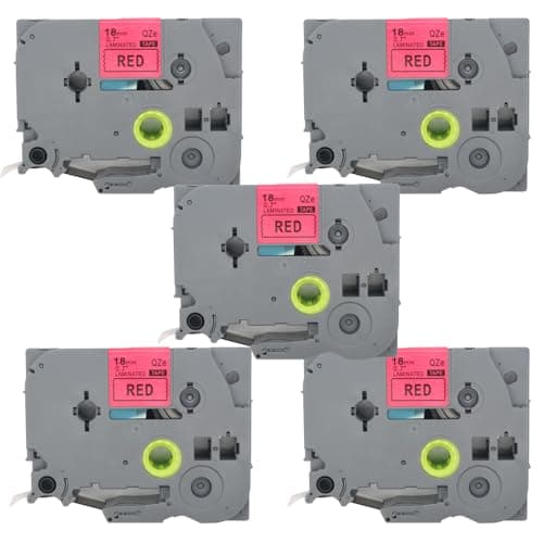 Image of BROVACS 5 Pack Black on Red Laminated Label Tape Compatible for Brother P-Touch Label Printer TZ 441 TZe 441 18mm 3/4" OPA4441x5