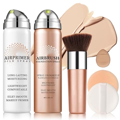 Image of QIUFSSE Magic Minerals Airbrush Foundation Spray with Face Primer,Silk Flawless Airbrush Foundation for Older Women,Teenagers,Middle-aged,Buildable Coverage for Smooth Radiant Skin (03 Nude)