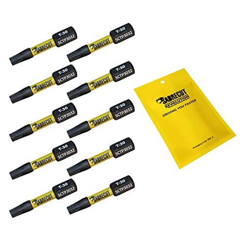 Image of 10 x SabreCut SCTP3032_10 32mm T30 TX30 Torx Tamper Proof Security Magnetic Impact Screwdriver Driver Bits Set Heavy Duty