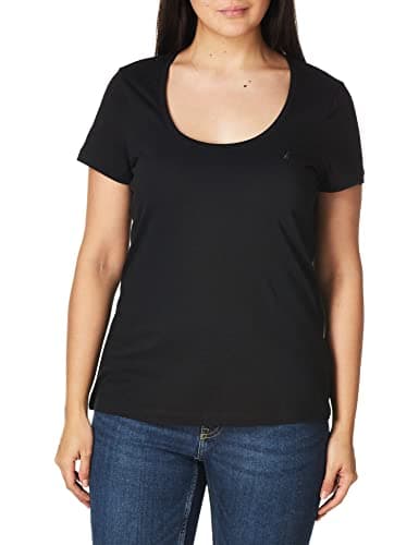 Image of Nautica Women's Easy Comfort Scoop Neck Supersoft 100% Cotton Solid T-Shirt, True Black, Small