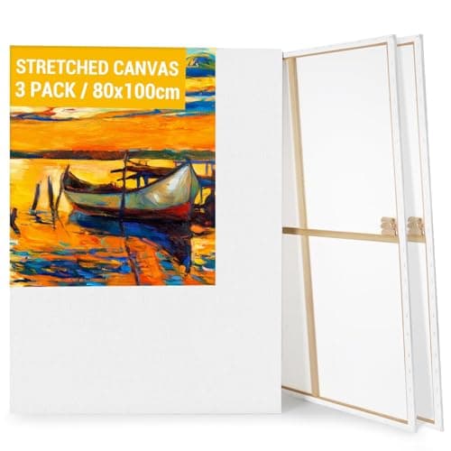 Image of Koncci 3-Pack Canvas for Painting, 80x100cm Blank Large Canvas, Acid-Free Cotton 280GSM Triple Primed Painting Canvases for Acrylic, Oil Paint & Wet Art Media Artwork