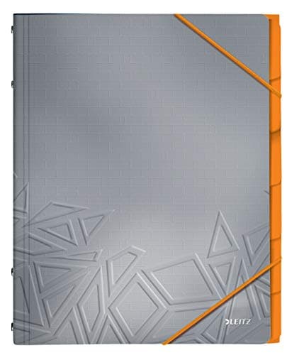 Image of Leitz A4 Divider Book, Holds Up to 200 Sheets, Integrated Index with 6 Compartments, Elastic Closure, Grey, Urban Chic Range, 39490088